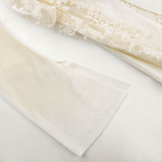 Long sleeve slit square neck lace ruched maxi dress