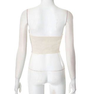 Zip-up backless corset raw hem tube top