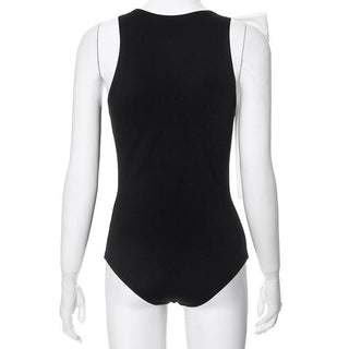 Bowknot crewneck contrast tank bodysuit