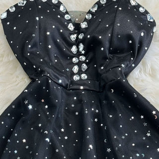 Sweetheart neck beaded glitter mesh mini dress