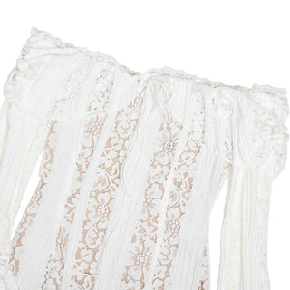 Long flared sleeve off shoulder lace mini dress