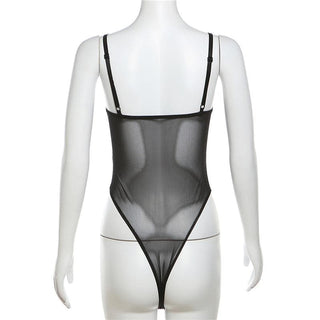 Patchwork v neck lace contrast bodysuit
