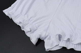 Halter â€œ3â€ print ribbed ruffle lace hem pant set