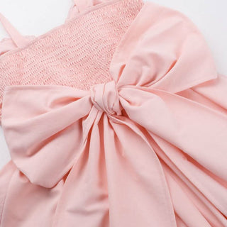 Bowknot v neck smocked ruched cami mini dress