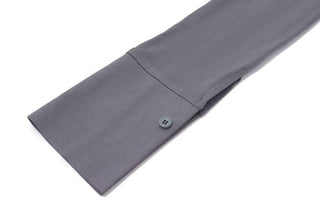 Turnover collar long sleeve button ruched mini dress