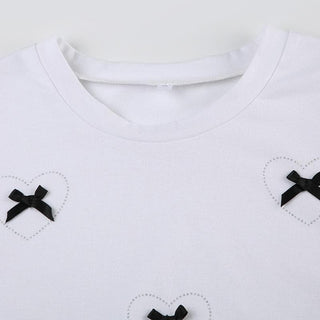 Short sleeve bowknot beaded ruched top