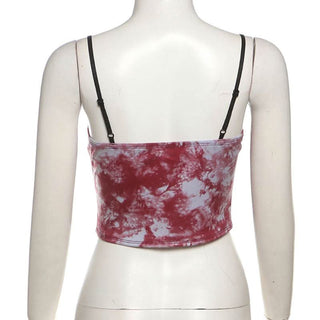 Sweetheart neck tie dye lace cami top