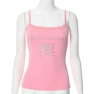 U neck beaded lace hem cami top