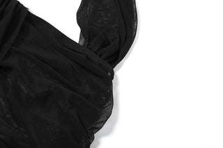 One shoulder mesh hollow out cut out maxi dress