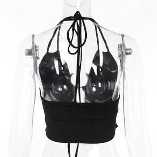 Halter ruched solid self tie crop top