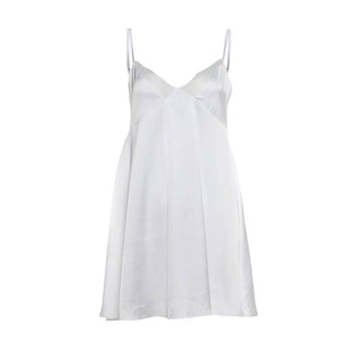 Lace hem backless solid cami mini dress