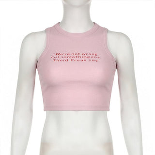 Crewneck letter print stitch tank top