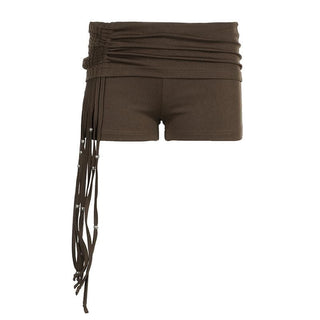 Tassels beaded ruched low rise short pant