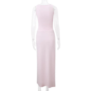 Cowl neck ruched solid tank maxi dress