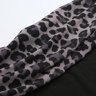 Off shoulder long sleeve leopard print mini dress