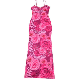 Flower print lace hem cami maxi dress