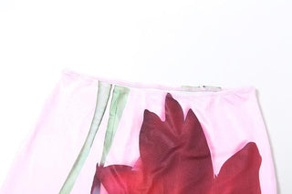 U neck flower print cami mini skirt set