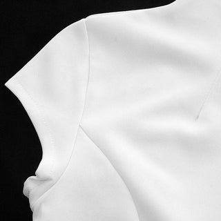 Cap sleeve crewneck stitch solid mini dress
