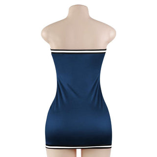 Letter print backless contrast tube mini dress