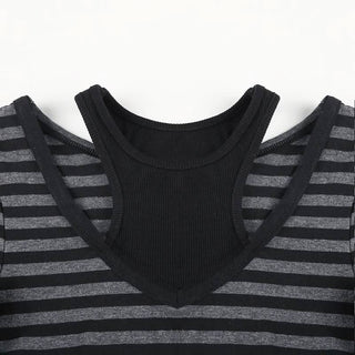 Striped long sleeve knitted patchwork top