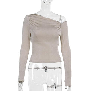 Long sleeve one shoulder ruched top
