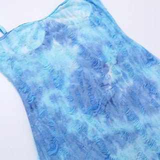 Tie dye backless cami midi dress