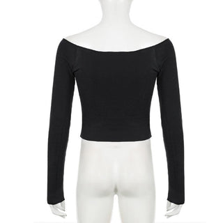 Long sleeve off shoulder solid top