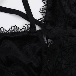 Halter harness velvet cami top