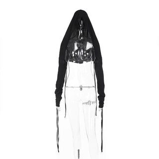 Long sleeve drawstring hoodie shrug top