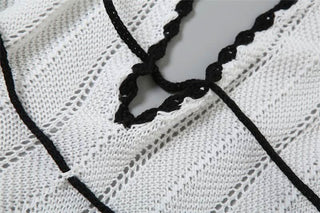 Halter v neck backless self tie knitted maxi dress