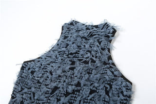 Crewneck textured contrast mini dress