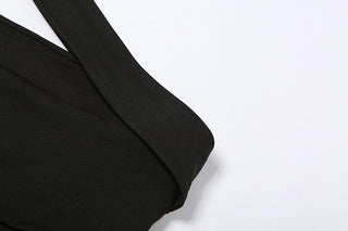 One shoulder solid irregular hollow out backless bodysuit