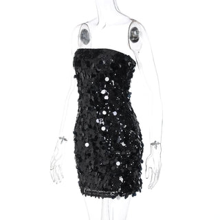Glitter backless tube mini dress