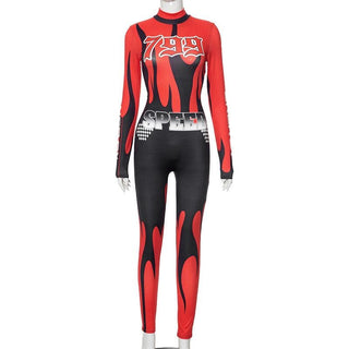 Long sleeve high neck "799" zip-up jumpsuit