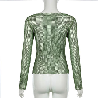 Long sleeve fishnet star pattern top
