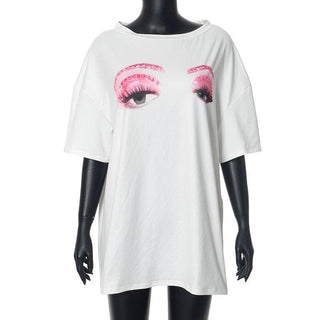 Short sleeve eyes print top