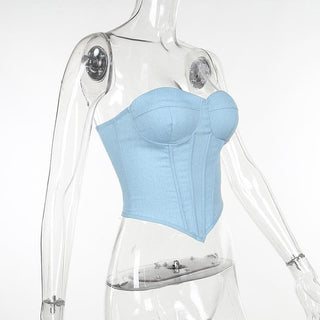 Corset solid sweetheart neck lace up backless tube top