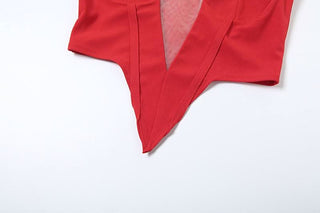 U neck mesh patchwork backless cami top