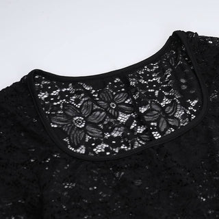 Long sleeve u neck lace slit maxi dress