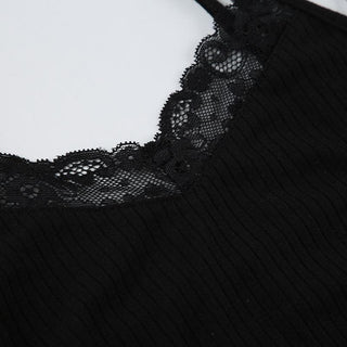 Lace hem contrast bowknot cami top