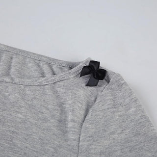 Long sleeve bowknot ruffle crop top