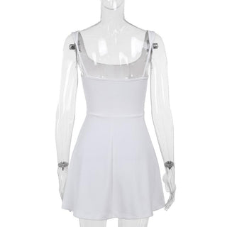 U neck bustier solid backless cami mini dress