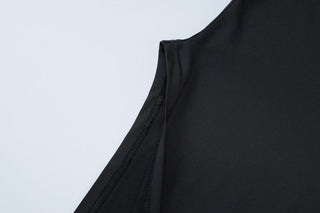 Long sleeve round neck slit solid maxi dress