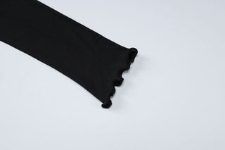 Halter one shoulder long sleeve beaded solid top