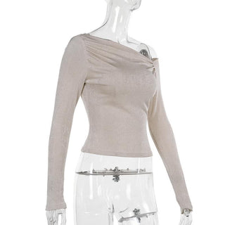 Long sleeve one shoulder ruched top