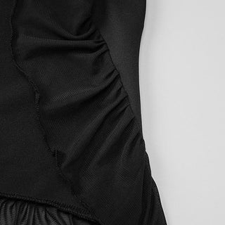 Halter ruffle ruched mesh solid crop top