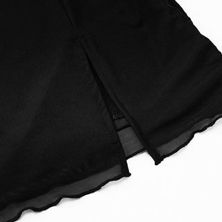 Long sleeve slit mesh square neck mini dress