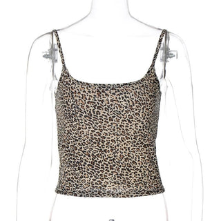 Leopard print u neck backless cami top