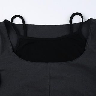 Contrast patchwork long sleeve round neck top