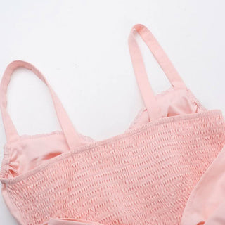 Bowknot v neck smocked ruched cami mini dress